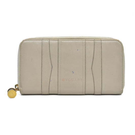 BVLGARI B-zero1 Leather Zip Around Long Wallet Ivory
