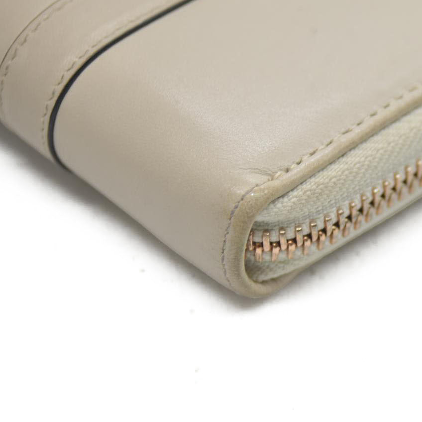 BVLGARI B-zero1 Leather Zip Around Long Wallet Ivory