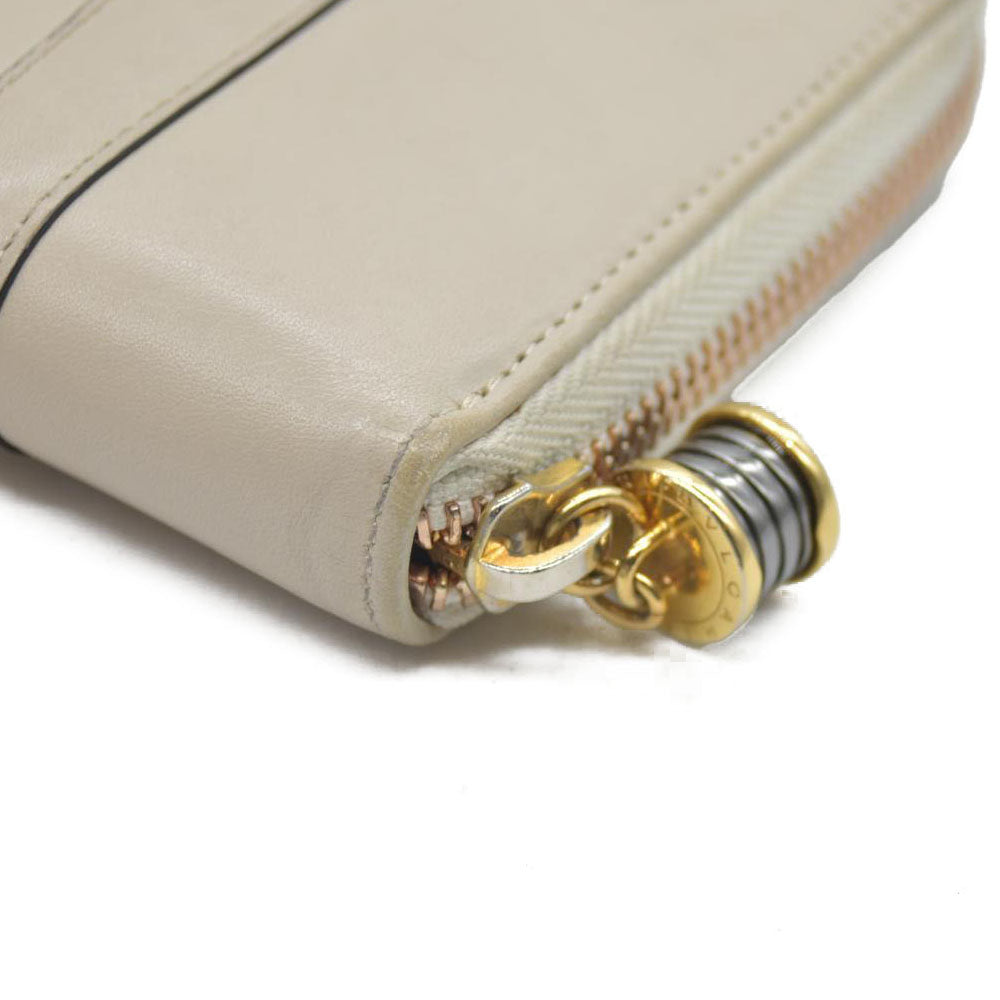 BVLGARI B-zero1 Leather Zip Around Long Wallet Ivory