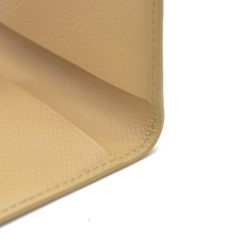 AUCTION CHANEL Coco Button Leather Card Case Holder Short Purse Beige