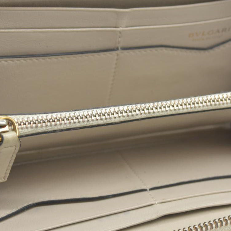 BVLGARI B-zero1 Leather Zip Around Long Wallet Ivory