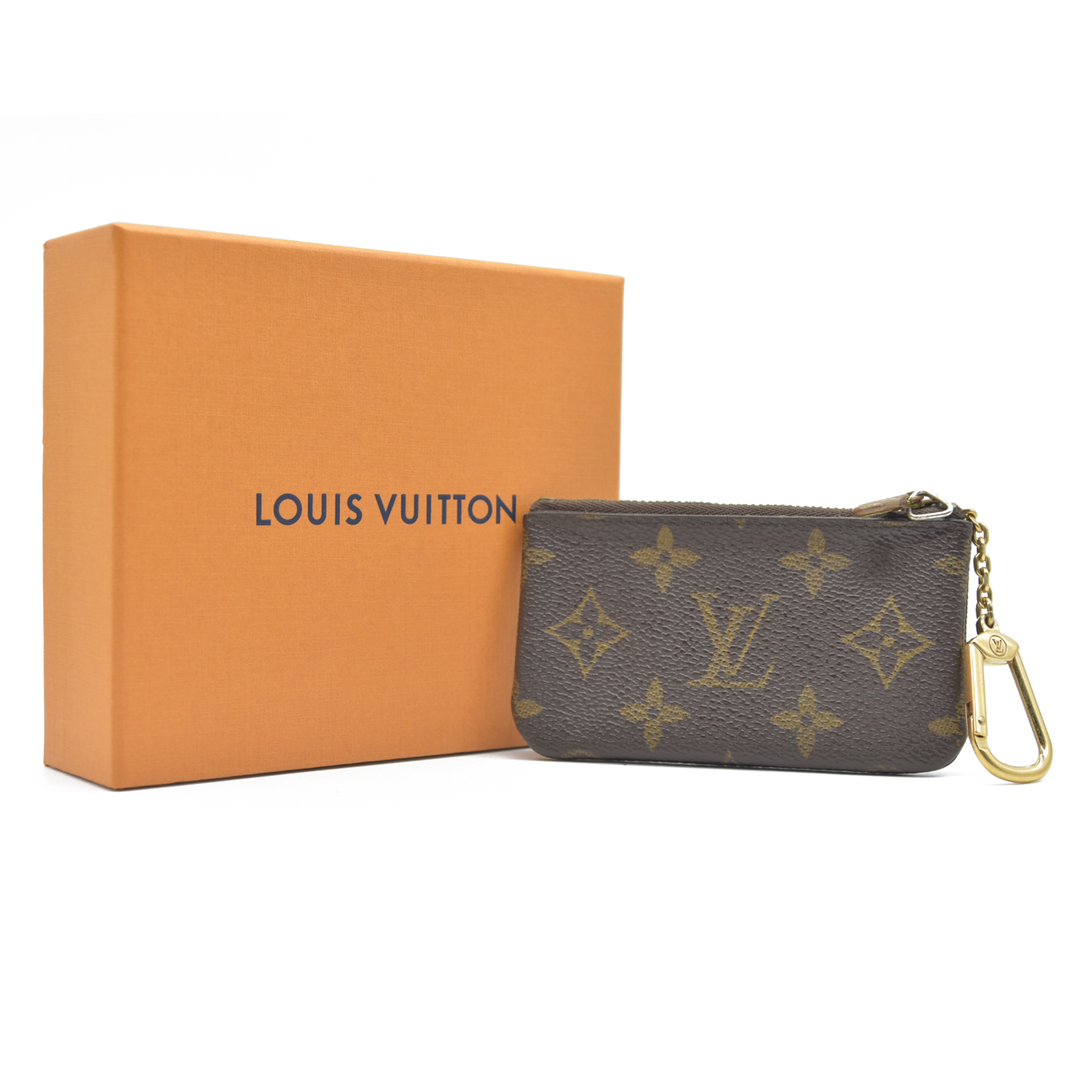 AUCTION $345 Louis Vuitton Monogram Pochette Cles Wallet Coin Purse Brown