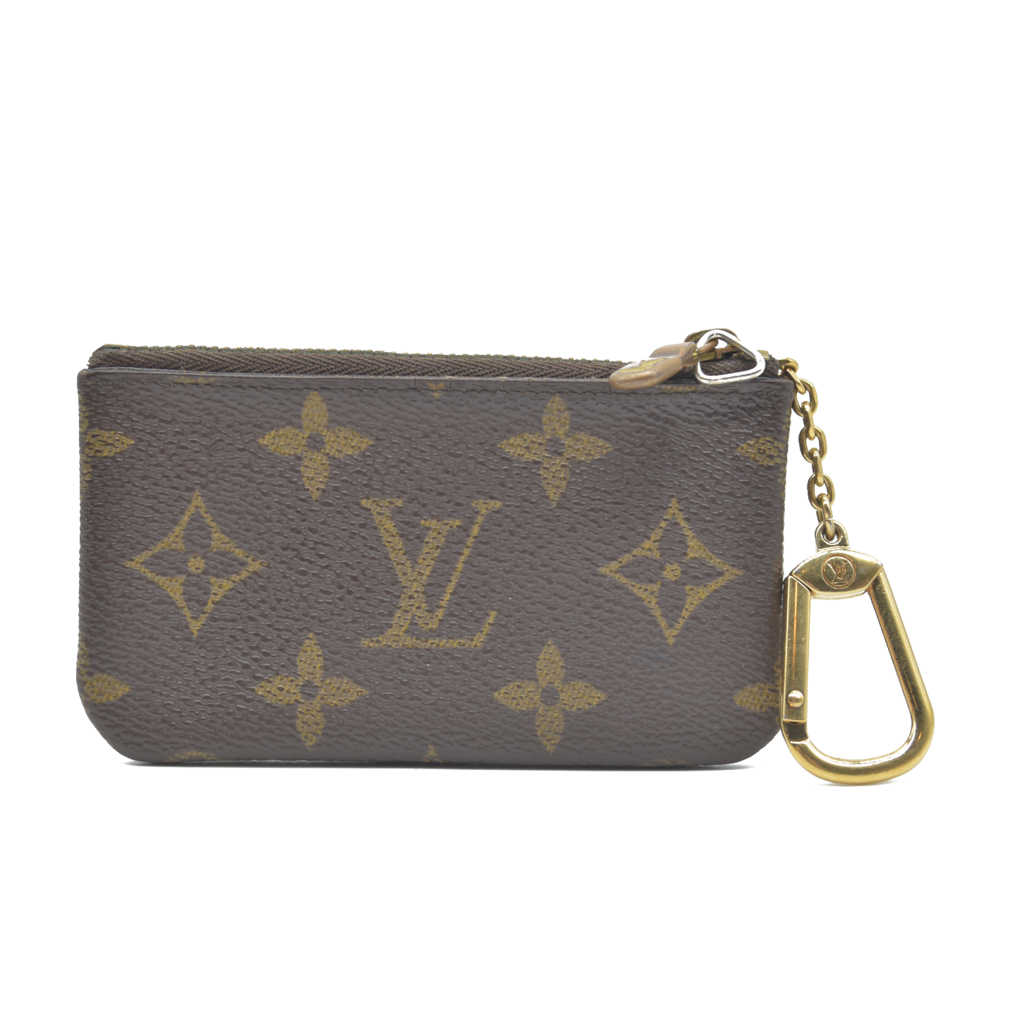 AUCTION $345 Louis Vuitton Monogram Pochette Cles Wallet Coin Purse Brown