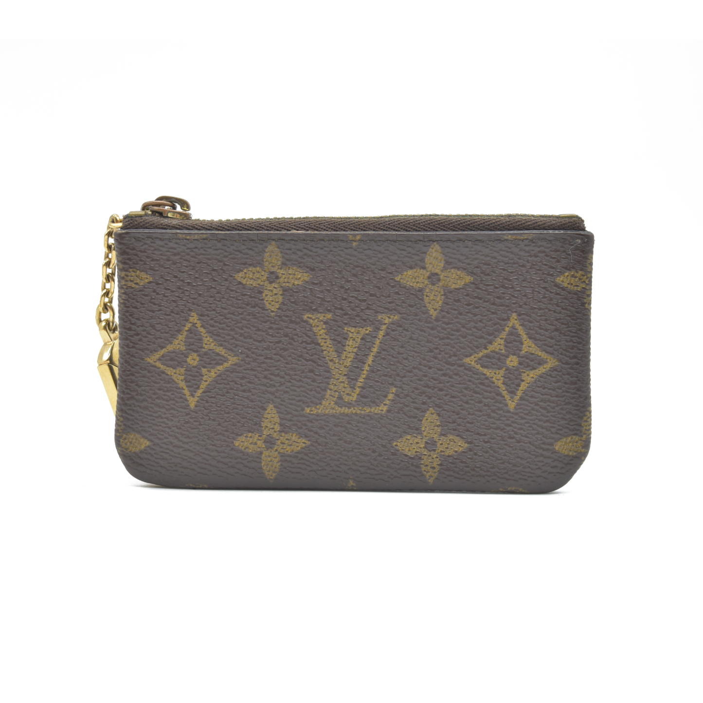 AUCTION $345 Louis Vuitton Monogram Pochette Cles Wallet Coin Purse Brown