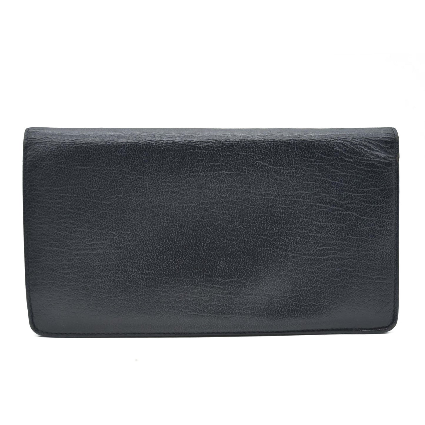 CHANEL CC Logo Leather Long Bifold Wallet Black