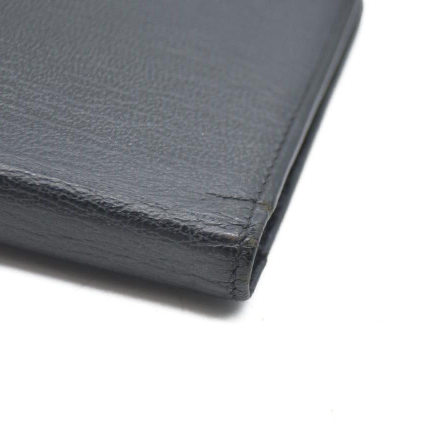 CHANEL CC Logo Leather Long Bifold Wallet Black