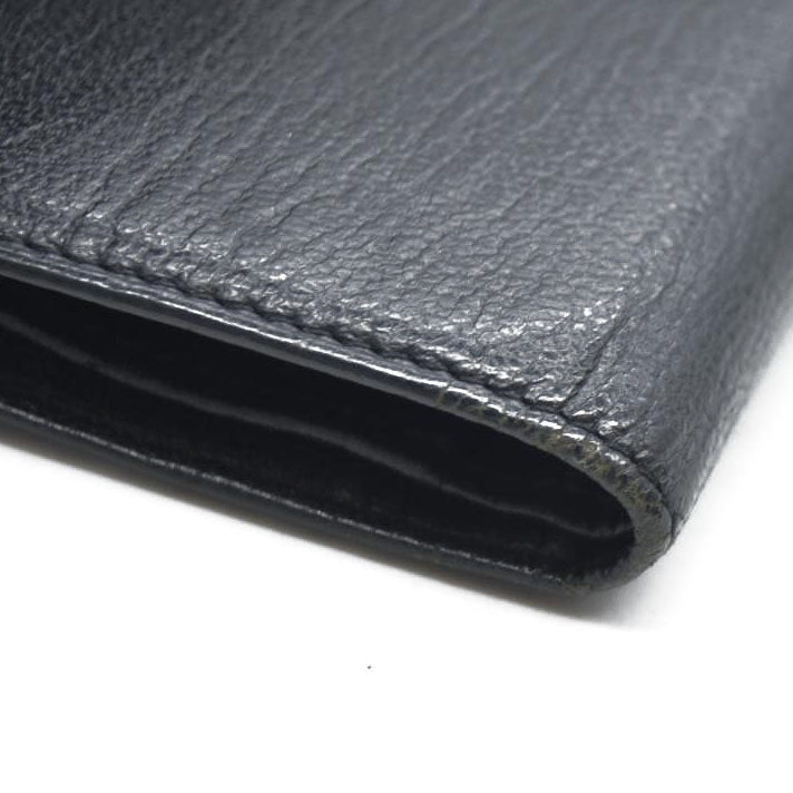 CHANEL CC Logo Leather Long Bifold Wallet Black