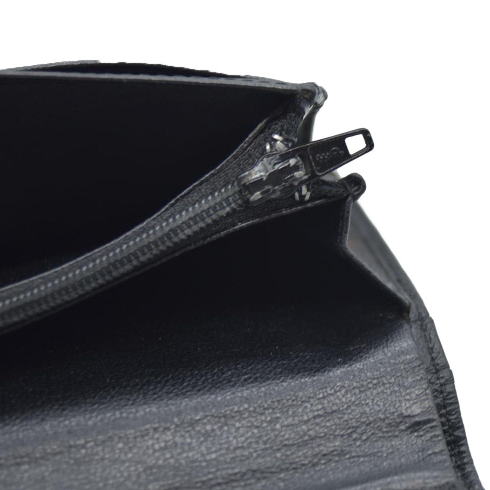 CHANEL CC Logo Leather Long Bifold Wallet Black