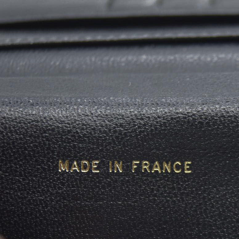 CHANEL CC Logo Leather Long Bifold Wallet Black