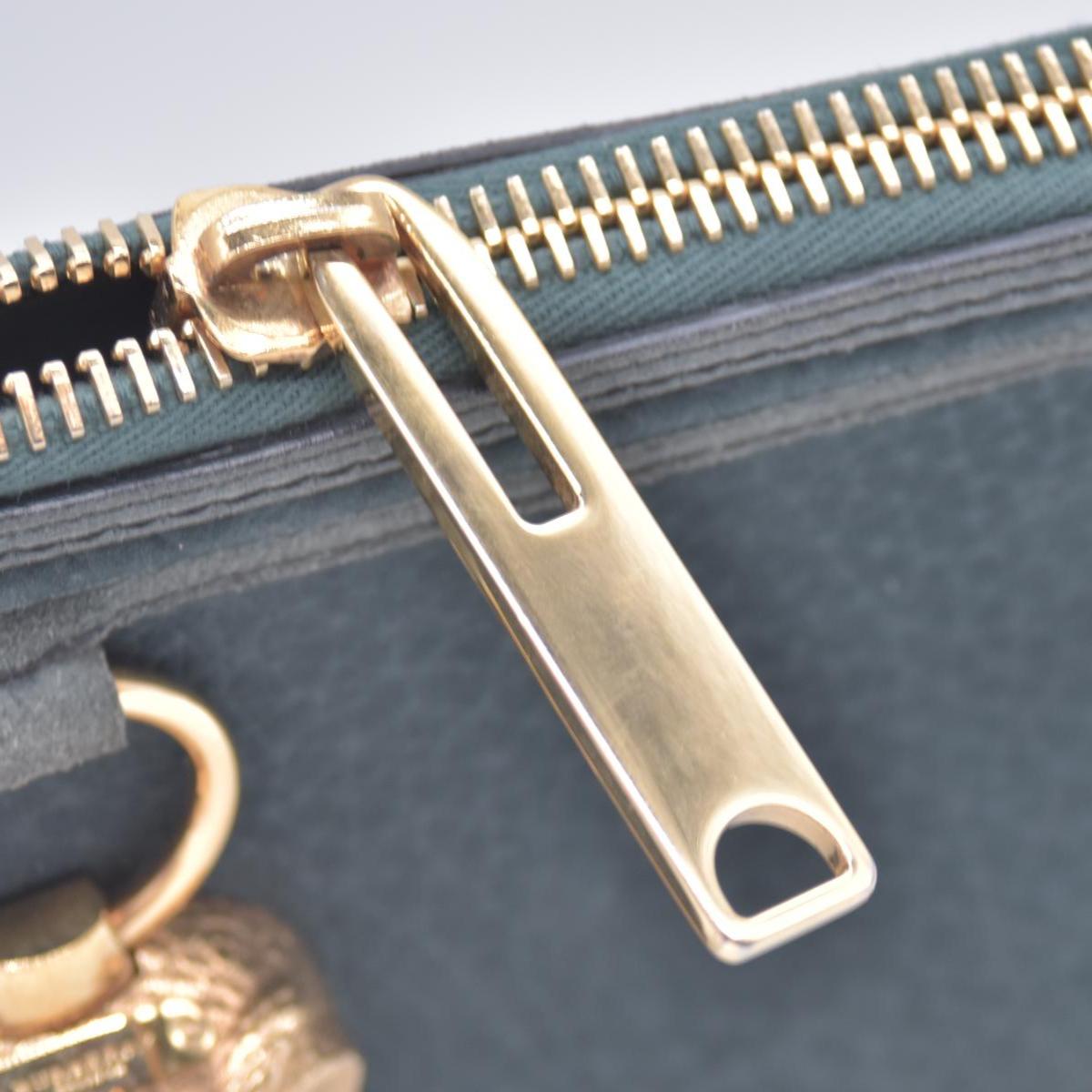 $695 Burberry Prorsum Grainy Nubuck Alma Owl Clutch Indigo Green CONSIGNMENT 10021441