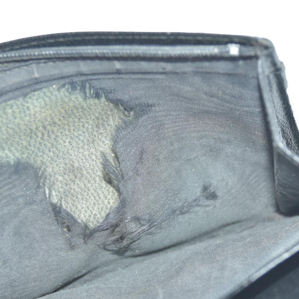 CHANEL CC Logo Leather Long Bifold Wallet Black