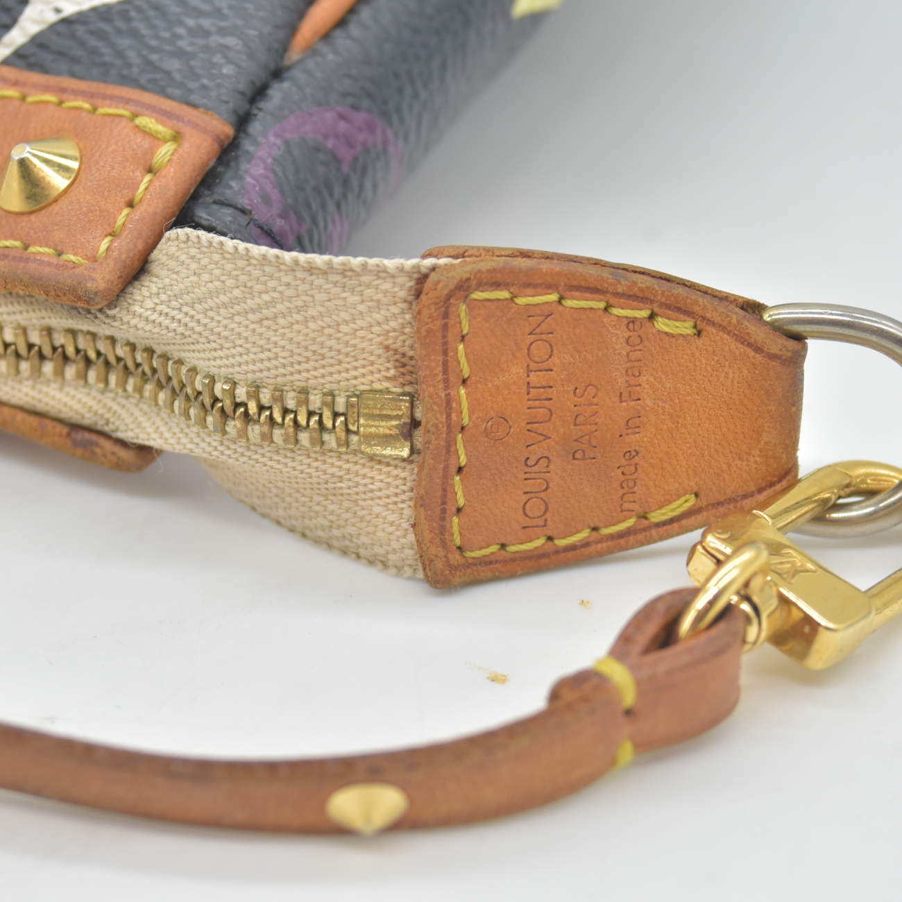 $1490 2003 Louis Vuitton Monogram Multicolor Pochette Accessories Black SL0093