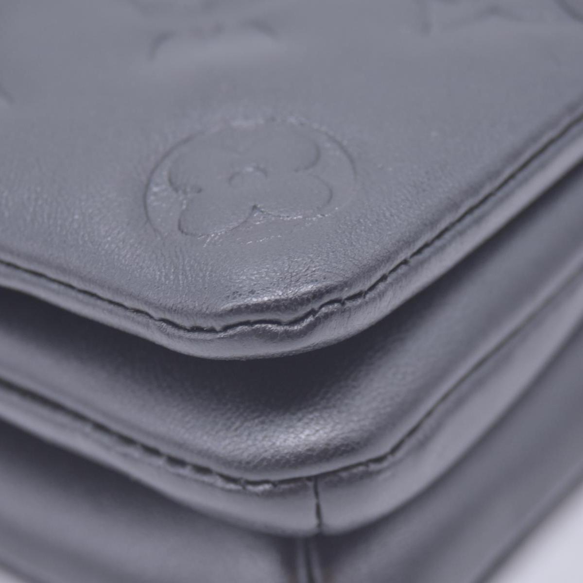$3150 RFID Louis Vuitton Lambskin Embossed Monogram Pochette Coussin Black