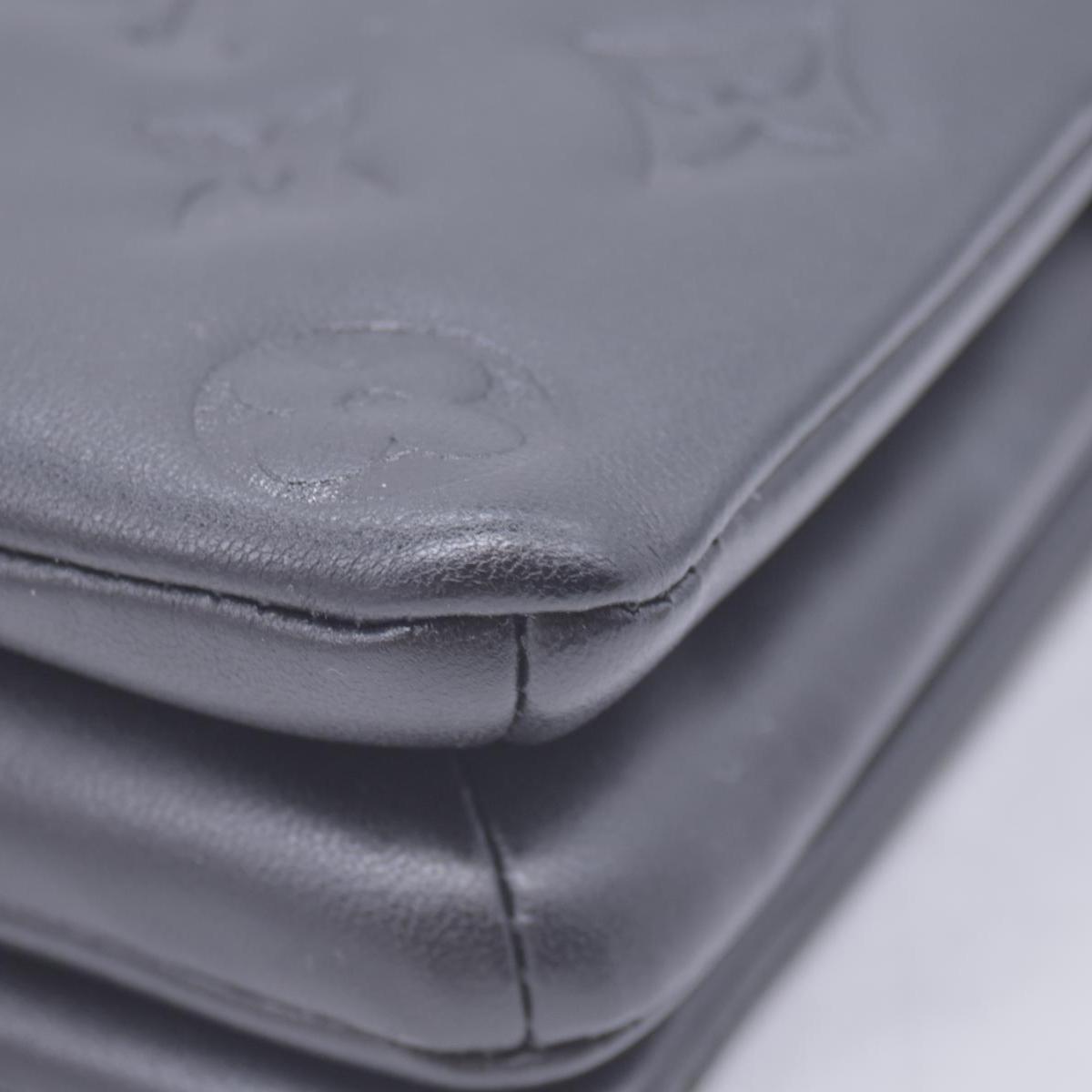 $3150 RFID Louis Vuitton Lambskin Embossed Monogram Pochette Coussin Black