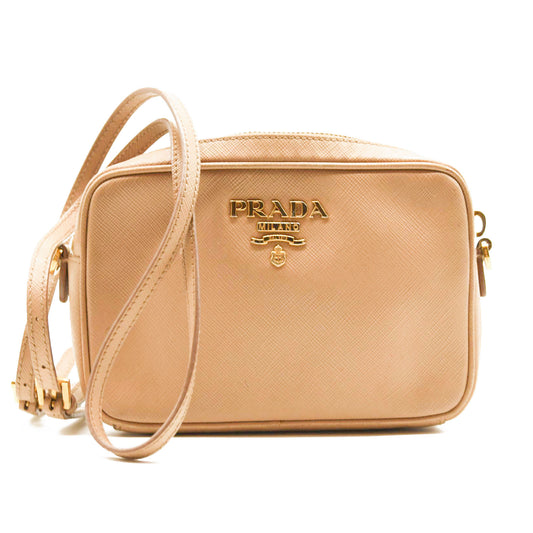 Prada Saffiano Mini Camera Crossbody Beige