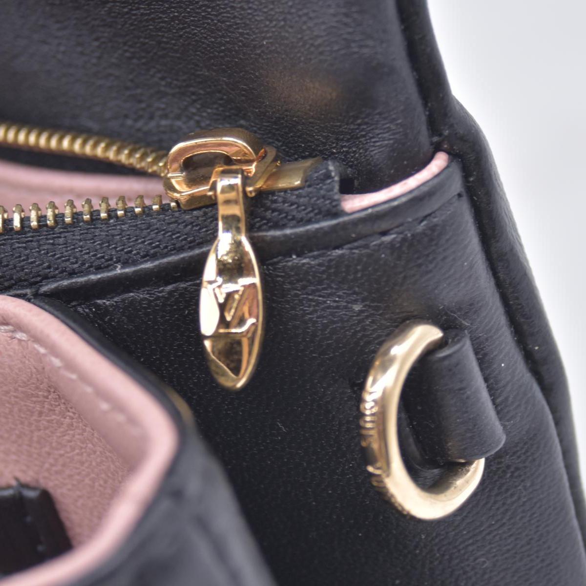 $3150 RFID Louis Vuitton Lambskin Embossed Monogram Pochette Coussin Black