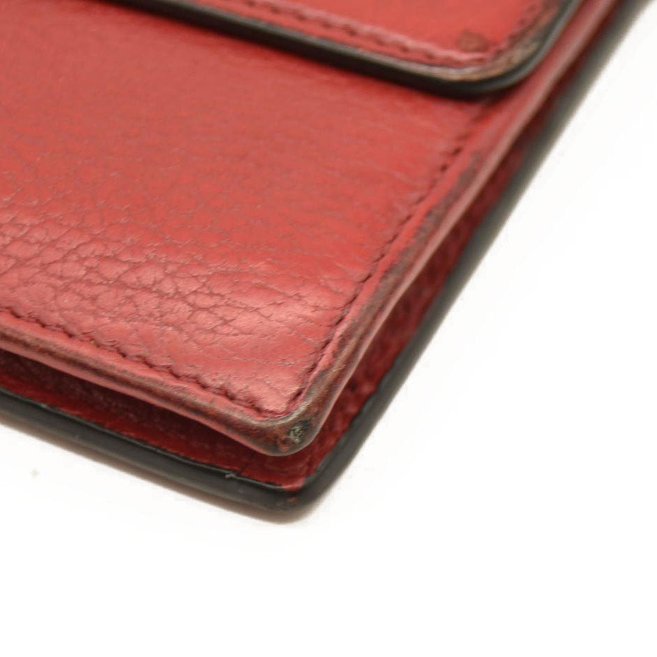 AUCTION $1290 Gucci  Dollar Calfskin Interlocking G Chain Wallet Red