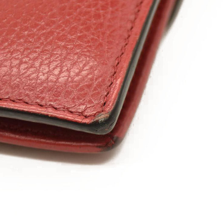 AUCTION $1290 Gucci  Dollar Calfskin Interlocking G Chain Wallet Red