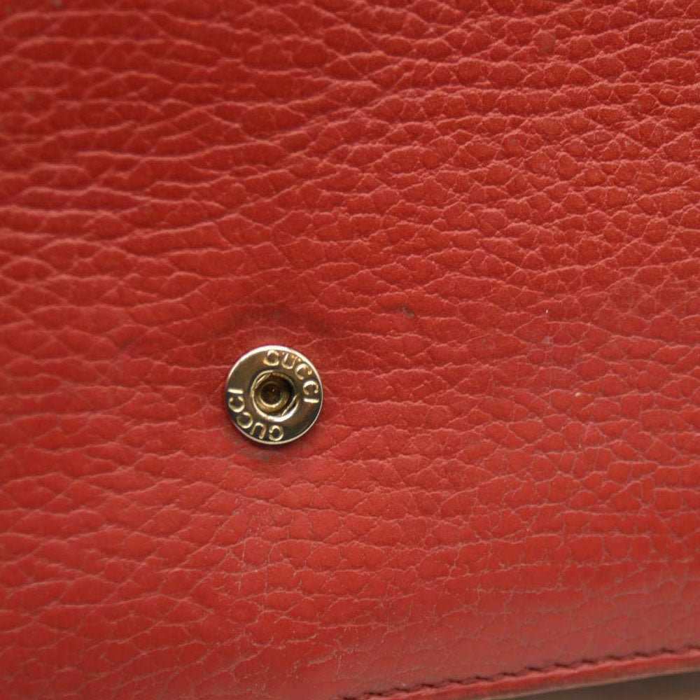 AUCTION $1290 Gucci  Dollar Calfskin Interlocking G Chain Wallet Red