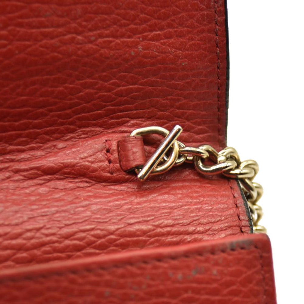 AUCTION $1290 Gucci  Dollar Calfskin Interlocking G Chain Wallet Red