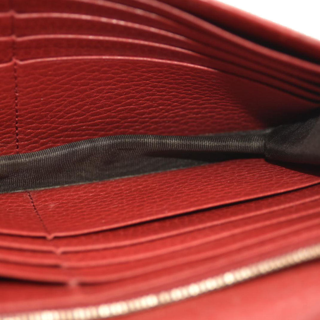 AUCTION $1290 Gucci  Dollar Calfskin Interlocking G Chain Wallet Red