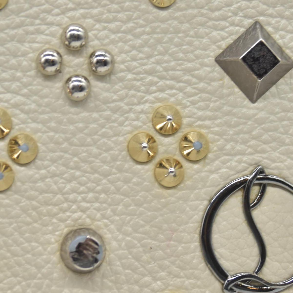$1590 Christian Louboutin Paloma Clutch Cream Leather "Loubinthesky" Spiked Bag