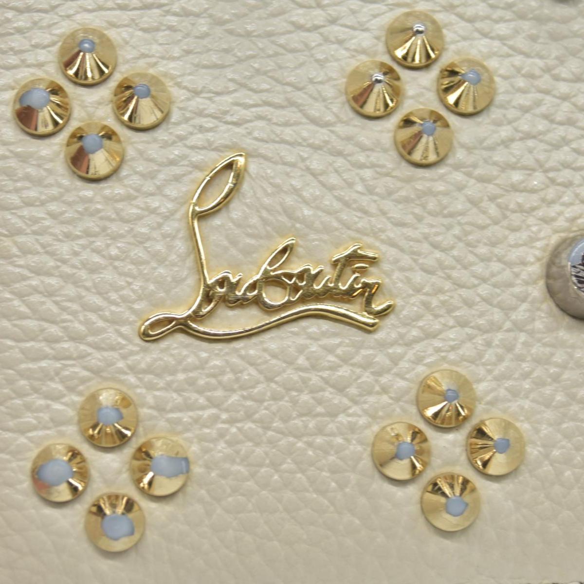 $1590 Christian Louboutin Paloma Clutch Cream Leather "Loubinthesky" Spiked Bag