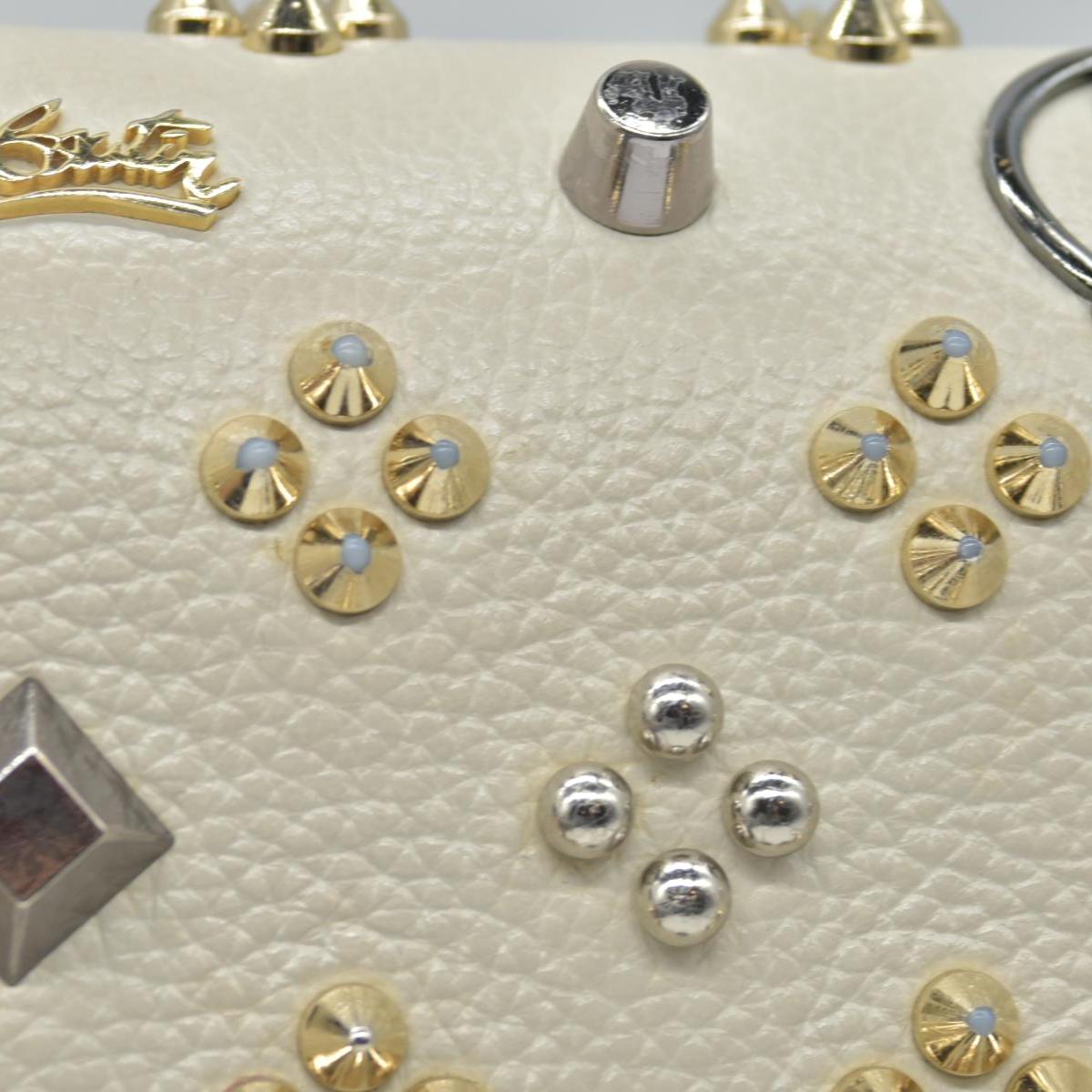$1590 Christian Louboutin Paloma Clutch Cream Leather "Loubinthesky" Spiked Bag