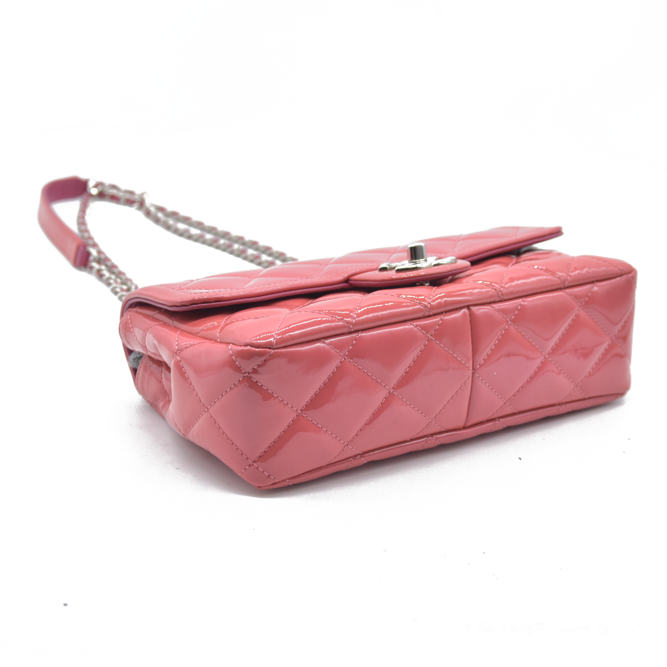 Chanel  Patent Quilted Large Coco Shine Flap Pink