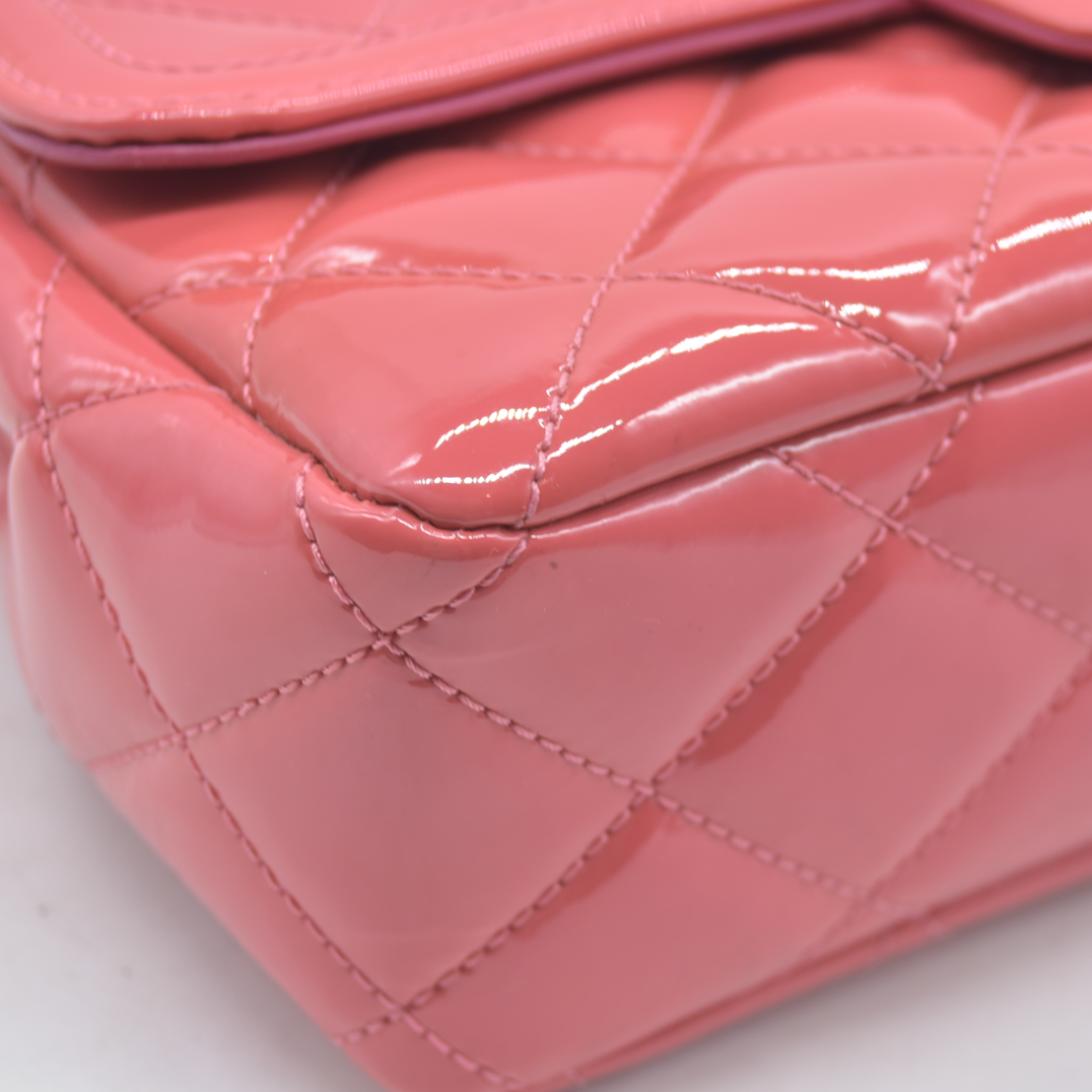 Chanel  Patent Quilted Large Coco Shine Flap Pink
