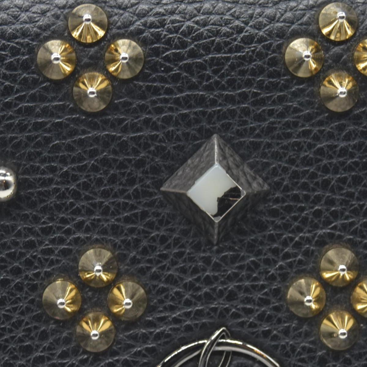 $1450 Christian Louboutin Grained Calfskin Spikes Loubinthesky Paloma Wallet On Chain Black Multimetal