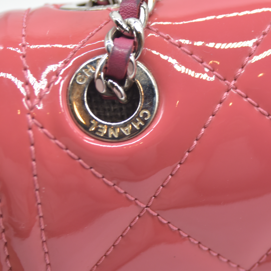 Chanel  Patent Quilted Large Coco Shine Flap Pink