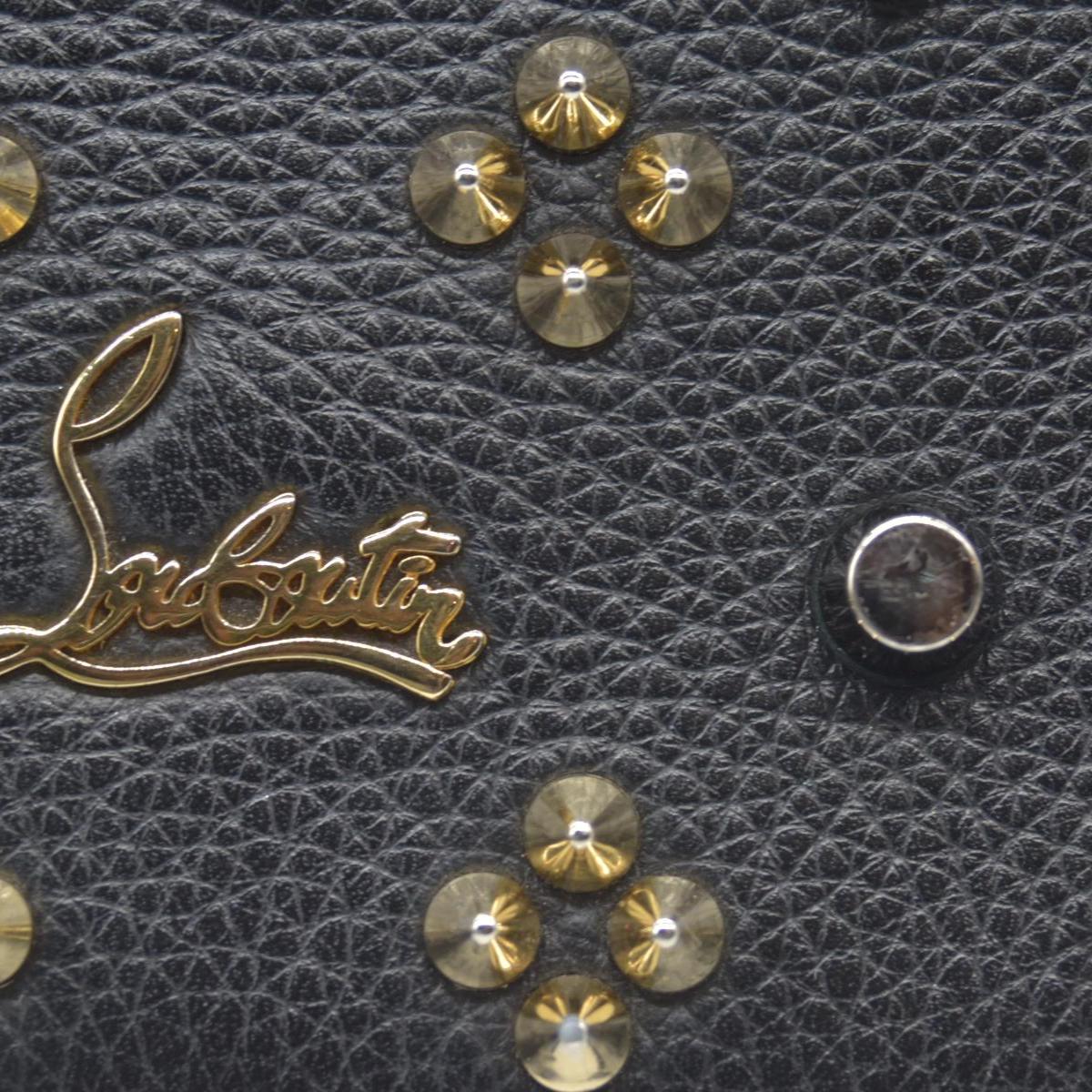 $1450 Christian Louboutin Grained Calfskin Spikes Loubinthesky Paloma Wallet On Chain Black Multimetal