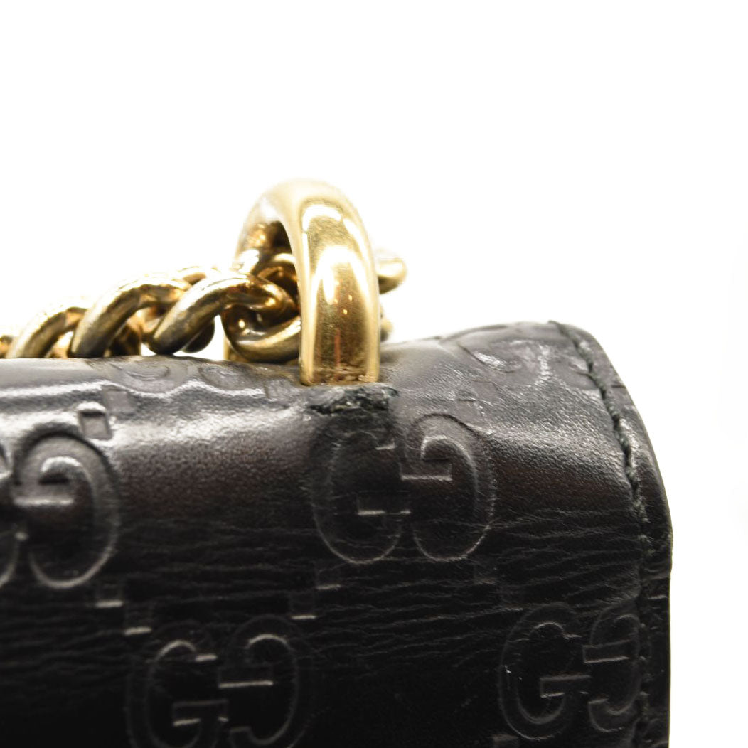 $2390 GUCCI Guccissima Medium Padlock Shoulder Bag Black