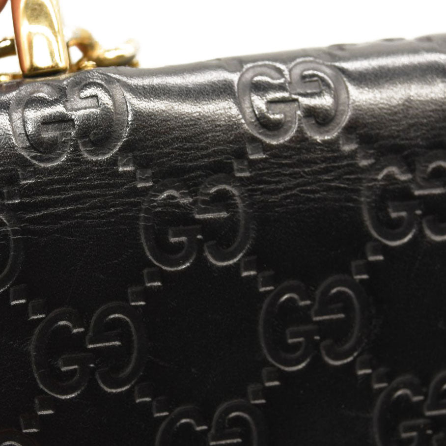 $2390 GUCCI Guccissima Medium Padlock Shoulder Bag Black