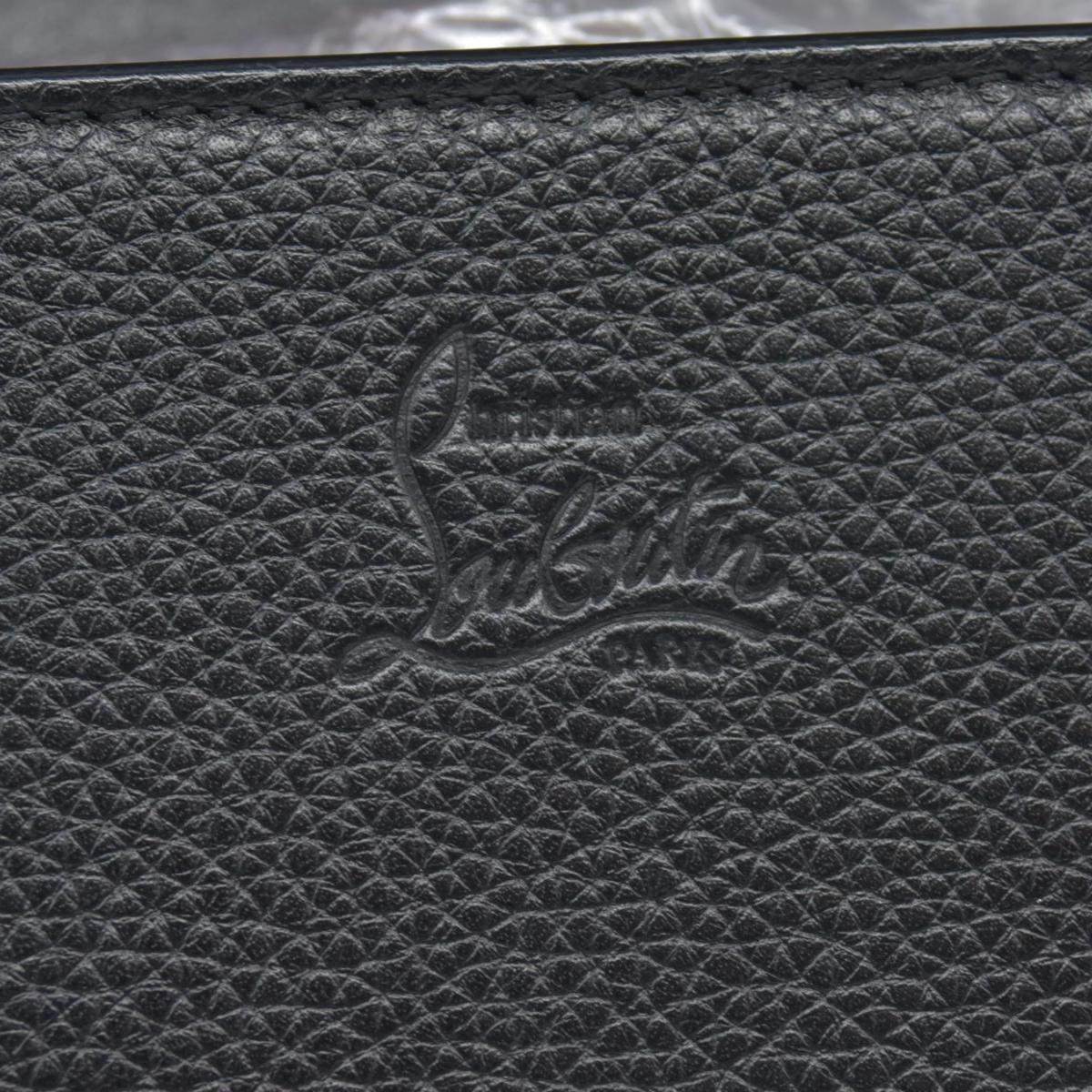 $1450 Christian Louboutin Grained Calfskin Spikes Loubinthesky Paloma Wallet On Chain Black Multimetal