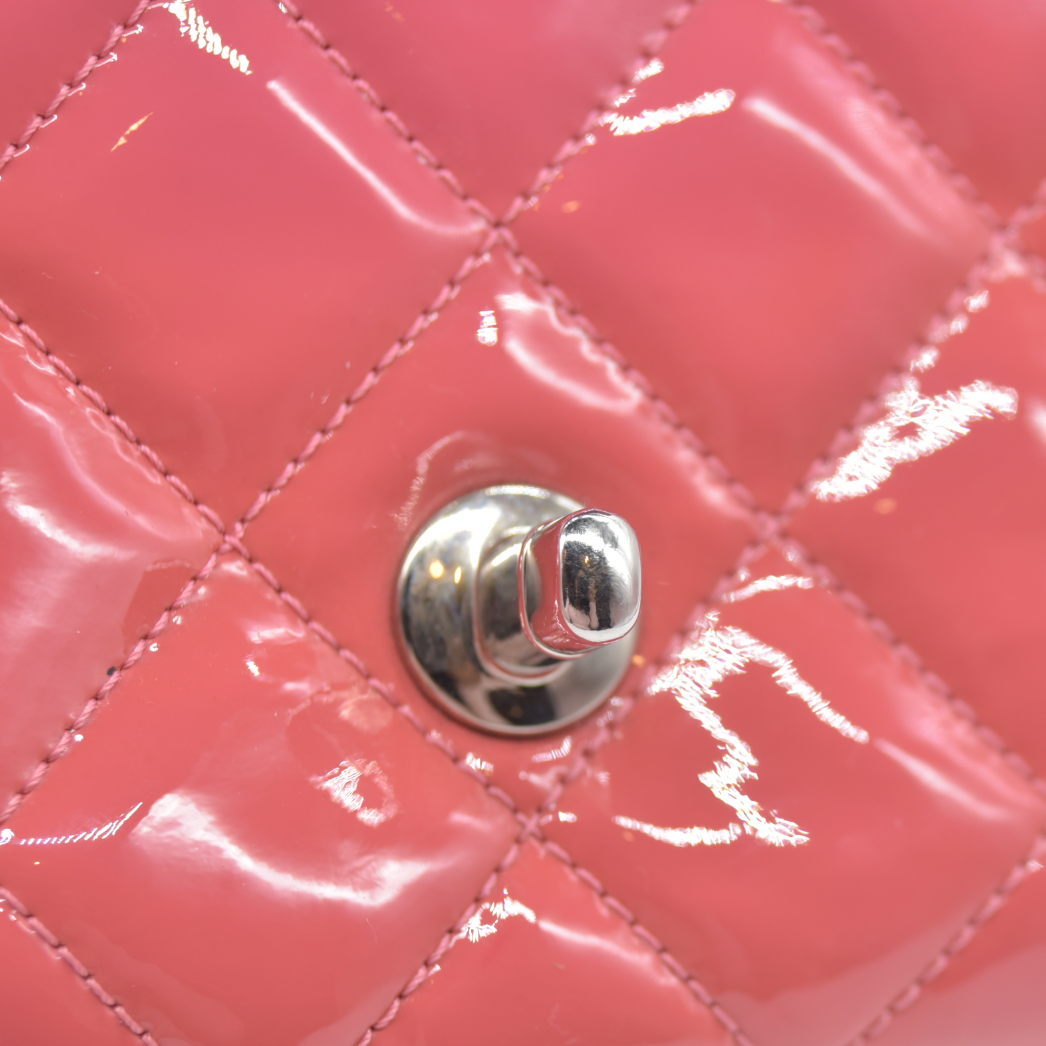Chanel  Patent Quilted Large Coco Shine Flap Pink