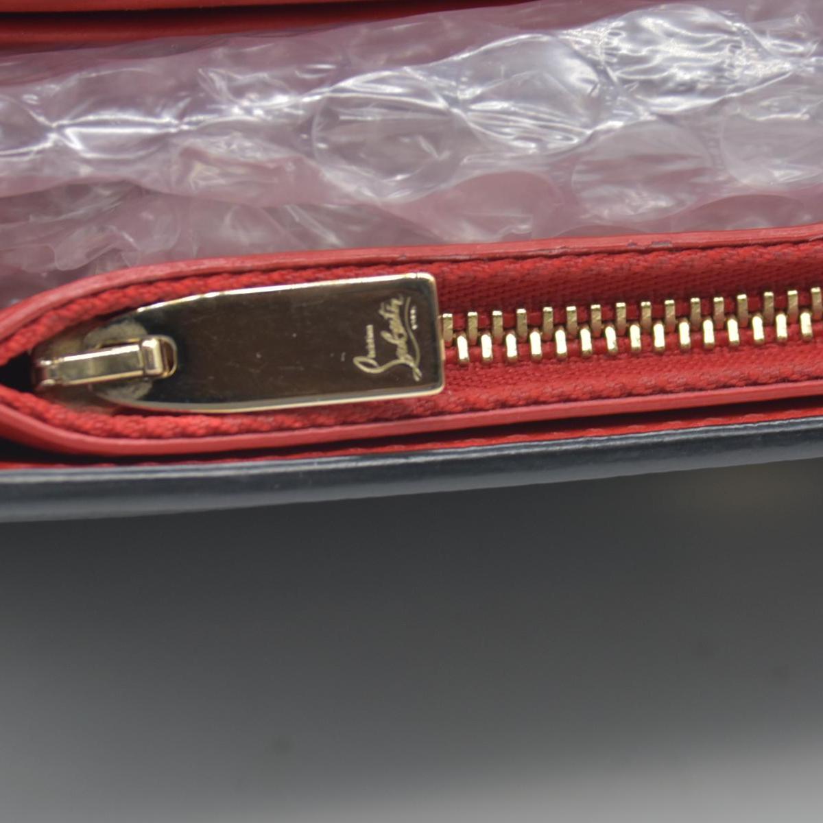 $1450 Christian Louboutin Grained Calfskin Spikes Loubinthesky Paloma Wallet On Chain Black Multimetal