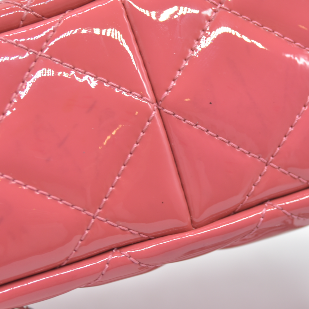 Chanel  Patent Quilted Large Coco Shine Flap Pink