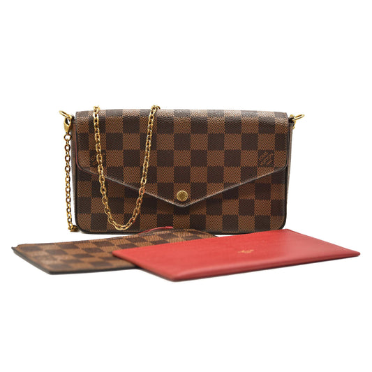 Louis Vuitton Damier Ebene Pochette Felicie Chain Wallet SF2168