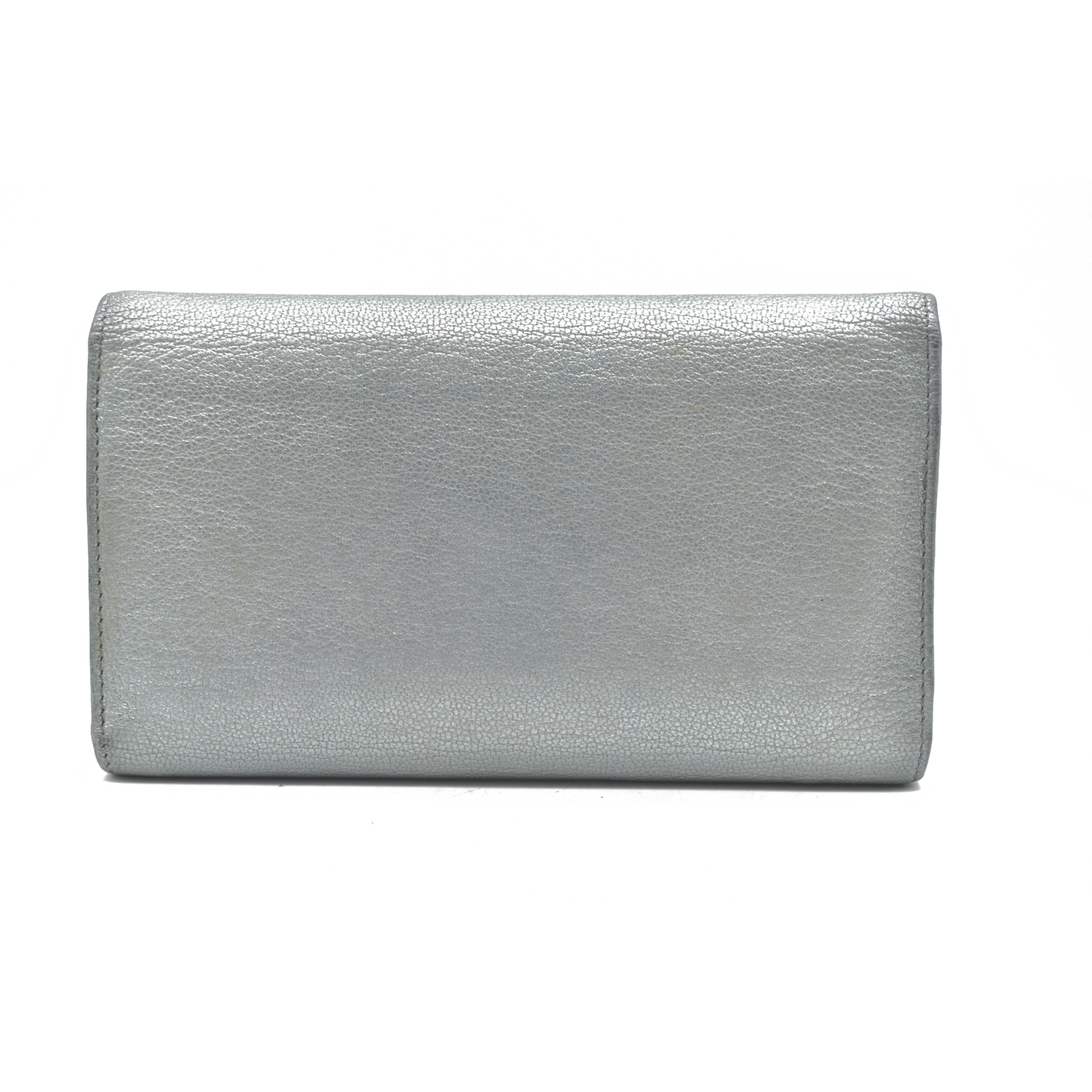 Chanel Metallic Silver Leather CC Flap Long Wallet
