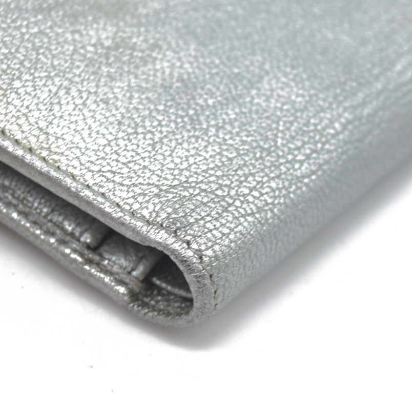 Chanel Metallic Silver Leather CC Flap Long Wallet