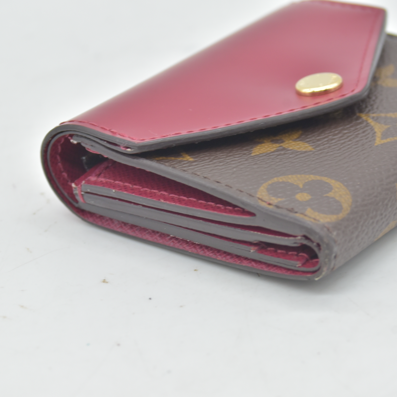$535 RFID Louis Vuitton Monogram Zoe Wallet Fuchsia