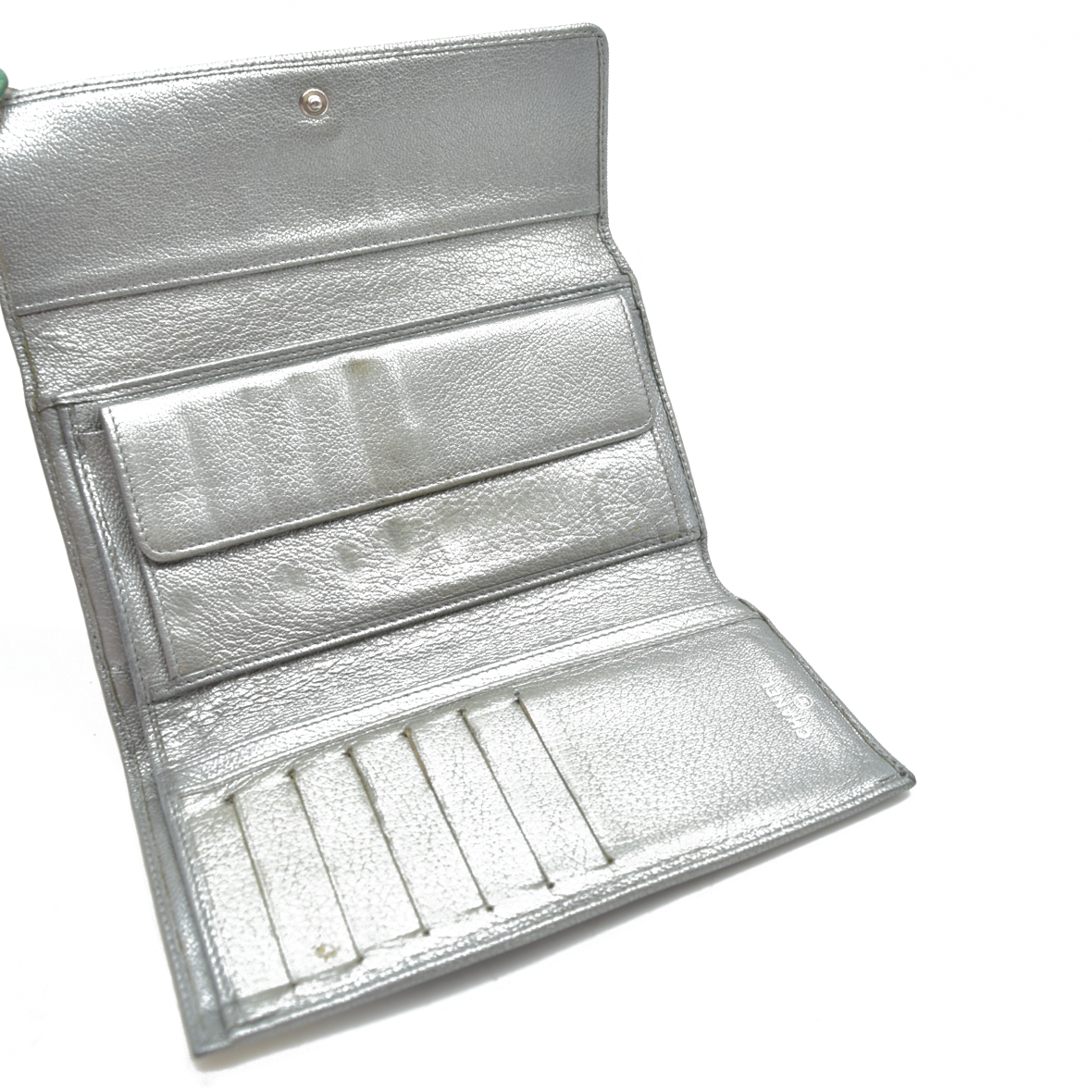 Chanel Metallic Silver Leather CC Flap Long Wallet