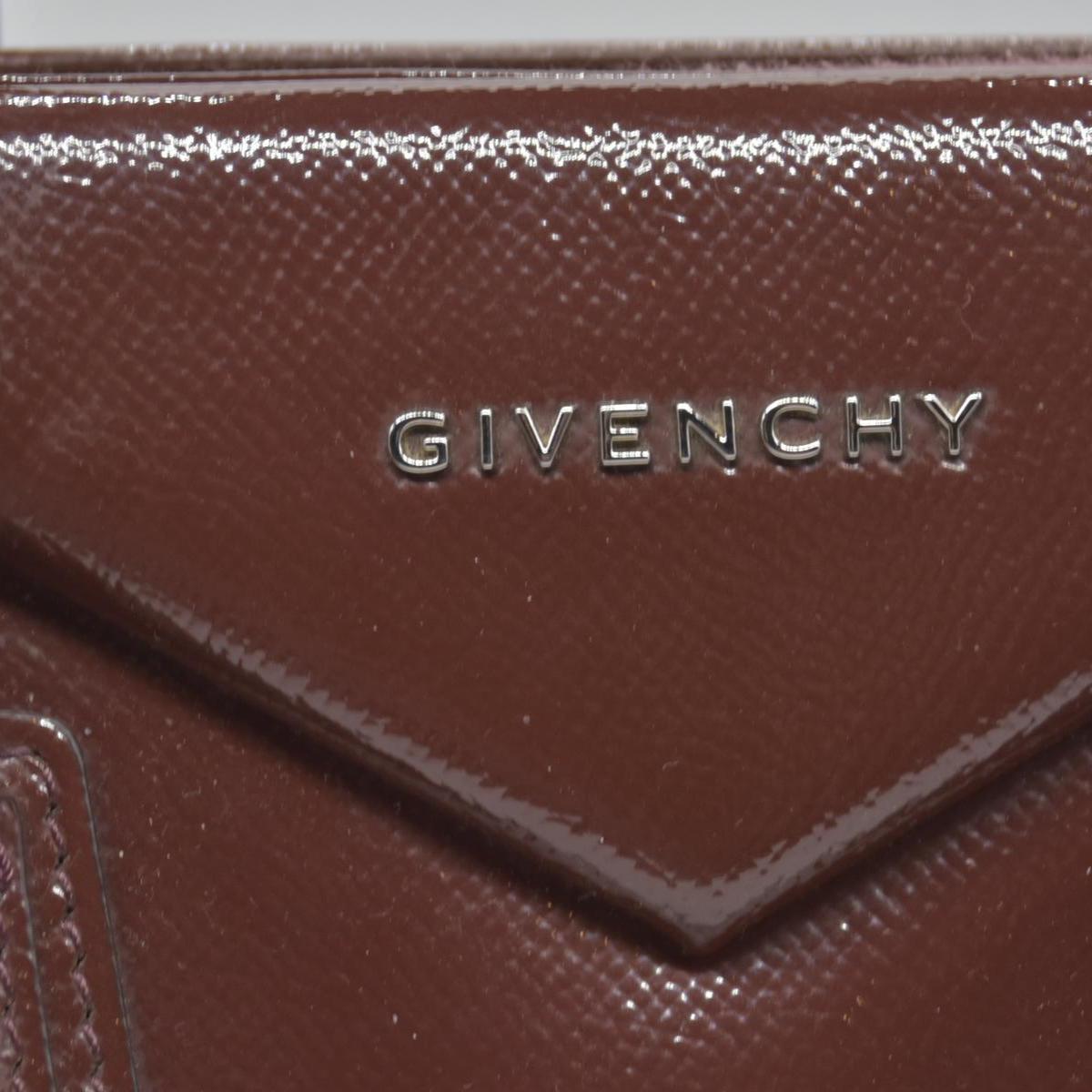 $2750 Givenchy Medium Antigona Satchel in Brown Glazed Patent Leather with Silver Hardware