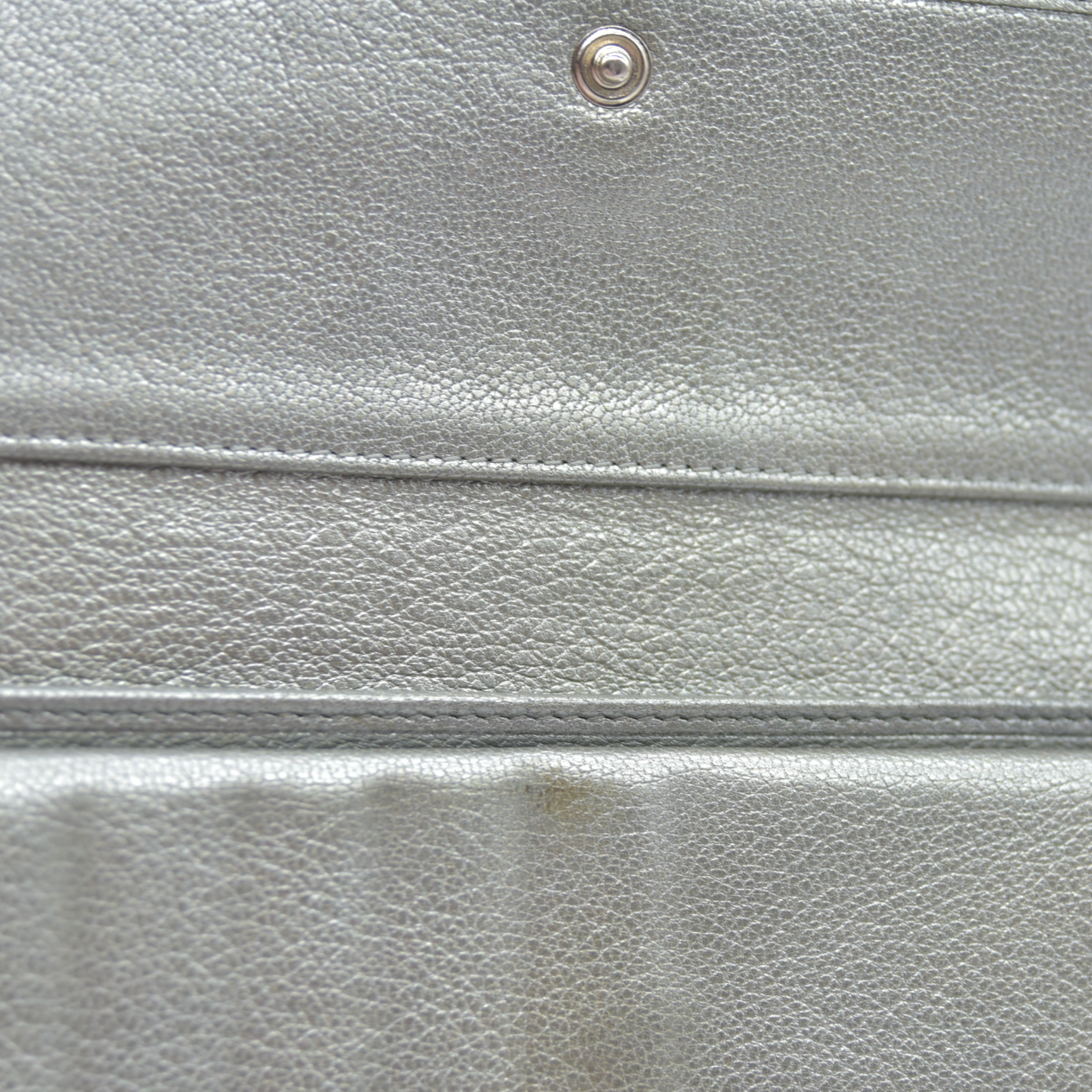 Chanel Metallic Silver Leather CC Flap Long Wallet