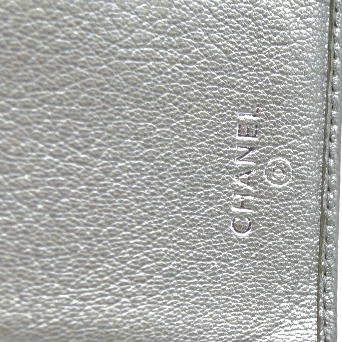 Chanel Metallic Silver Leather CC Flap Long Wallet