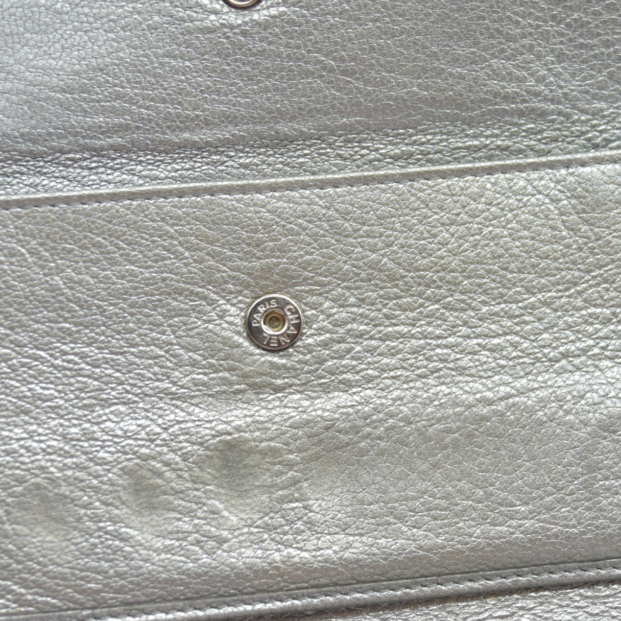 Chanel Metallic Silver Leather CC Flap Long Wallet