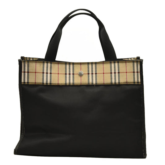 BURBERRY Nova Check Hand Bag Nylon Beige Black