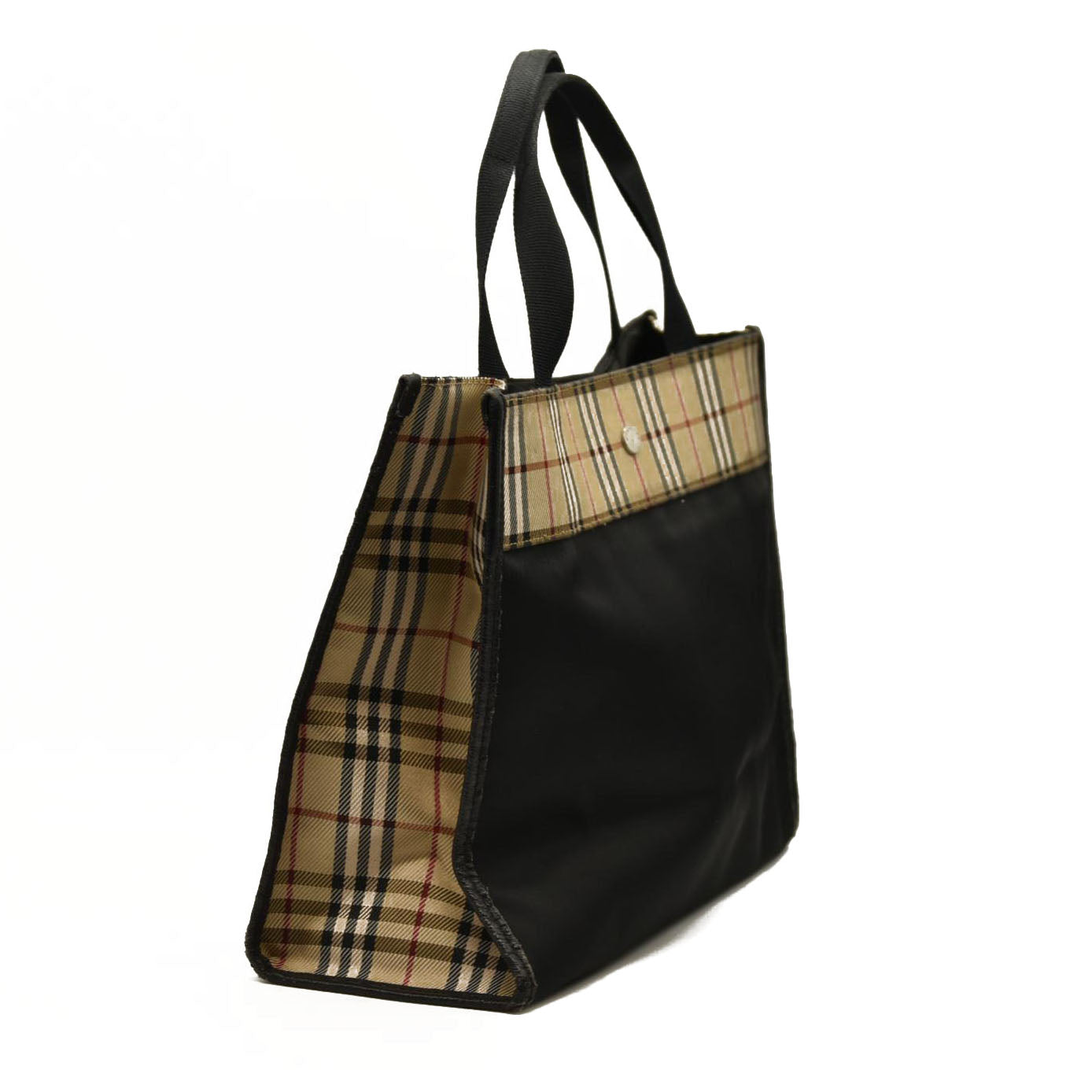 BURBERRY Nova Check Hand Bag Nylon Beige Black